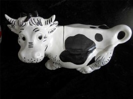 Vintage Cow Cookie Jar Smiling Black and White - £39.37 GBP
