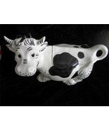 Vintage Cow Cookie Jar Smiling Black and White - £39.50 GBP