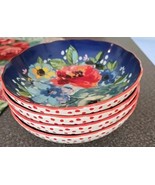 Four (4) Pioneer Woman ~ BLUE ~ Floral ~ MELODY~ 7.5&quot; Pasta Bowls ~ Ston... - $60.00