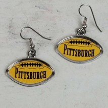 Vintage Pittsburg FOOTBALL Dangle Drop STATEMENT Earrings 1.5&quot; Hook - $15.15