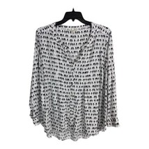 Jan and Delancey Womens Shirt Adult Size 3xl Black Birds Button Up Long Sleeve - £17.59 GBP