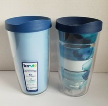 Tervis 16 oz Insulated Tumblers Set of 2 with Travel Lids Blue Kelly Ven... - £31.41 GBP