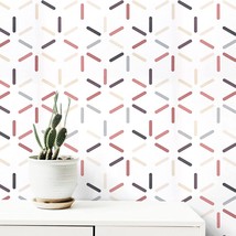 Fiula Geometric Wallpaper Peel And Stick Wallpaper 15.5&quot;X118&quot; Hexagon Removable - £28.77 GBP