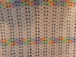 Handmade Crocheted Baby Blanket Pastel Details 50&quot;H x 60&quot;W EUC - £21.89 GBP