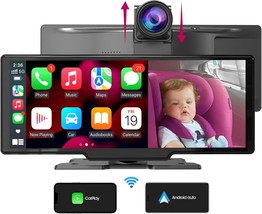 10&quot; Wireless Apple Carplay Android Auto Touchscreen Car Stereo with HD Dash Cam - £79.00 GBP