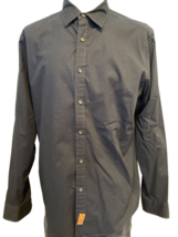 Michael Kors Classic Fit Mens Button Front Micro Dot Shirt Navy Blue Large - £9.71 GBP