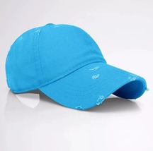 Turquoise Vintage Distressed Cotton Solid Polo Denim Baseball Cap Hat Wa... - £19.32 GBP