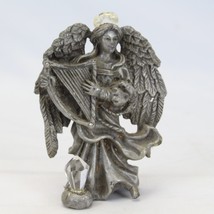 Sunglo Denicolo Pewter Fairy Figurine  w/Harp and Swarovski Crystal - $19.59