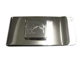 Kiola Designs Silver Toned Square Etched Kiwi Bird Money Clip - £32.14 GBP