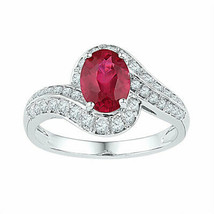 10kt White Gold Womens Oval Lab-Created Ruby Solitaire Ring 2 Cttw - £449.17 GBP