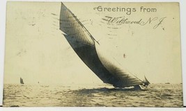 Wildwood NJ RPPC Greetings Sailing Sailboats 1908 udb Real Photo Postcard I3 - £15.68 GBP