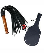 9&quot; Cowhide Leather Paddle Slapper &amp; Leather Flogger 25 Tails Wooden Hand... - €37,70 EUR
