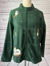 NWT Christopher and Banks jacket Fleece sweater XL Extra Large Christmas... - $34.05