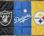 Los Angeles Dodgers Las Vegas Raiders Pittsburg Steelers Flag 3x5 ft Man... - $15.99