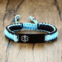 Free Custom Waterproof Sports Medical Alert ID Bracelets for Men Women Handmade  - £16.94 GBP