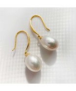 14K Gold Pearl Earrings Freshwater Pearl Drop Earrings 925 Sterling Silver - £30.63 GBP