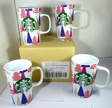 Starbucks  4 Ceramic Mug 12 oz GEO Trees Multi MIT 2017 In Brand Box w s... - £410.68 GBP