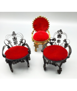 Vintage Dollhouse Furniture Chairs Tin Scroll Rocker Handmade Tramp Art ... - £13.32 GBP