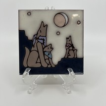 Masterworks Ceramic Tile Trivet Howling Coyotes Moon Wall Art Handcrafte... - $276.42 MXN