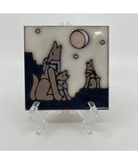 Masterworks Ceramic Tile Trivet Howling Coyotes Moon Wall Art Handcrafte... - $276.42 MXN