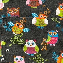 UA Womens Scrub Top Cute Owls Black Novelty Shirt Large Long Sleeves Sna... - £8.23 GBP