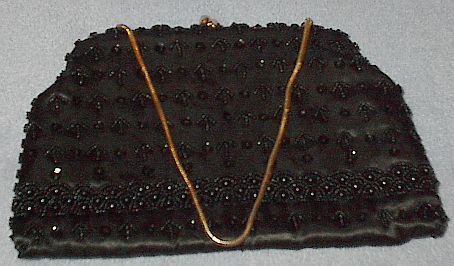 Vintage Ladies Black Beaded Evening Purse
