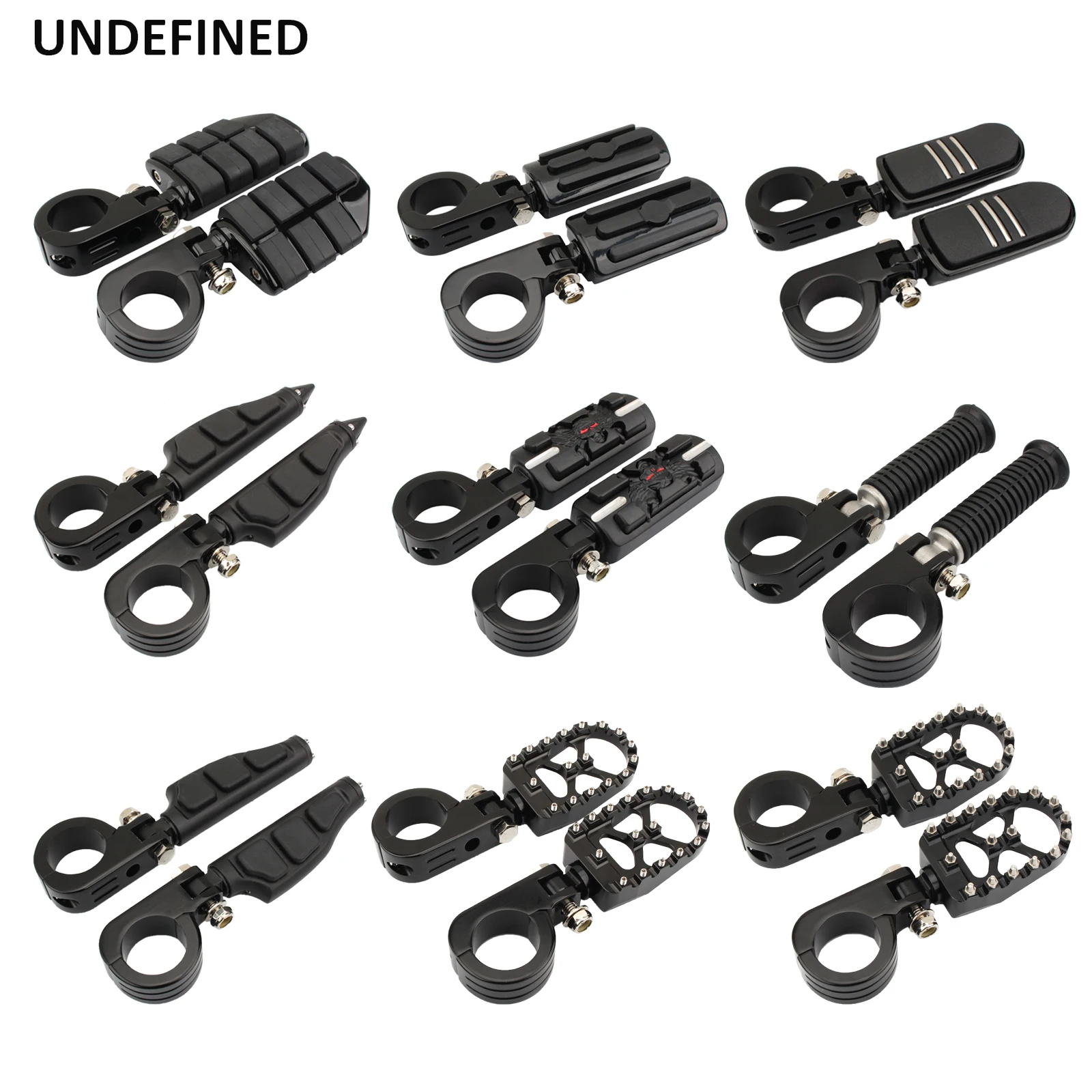 32 38mm Motorcycle Black Highway Footrests Foot Pegs CNC Mount-Style Rea... - $26.80+