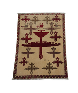 Hand Knotted Wool Afghan War Airplane Rug - Small 2x3 Rug - £145.56 GBP