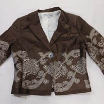 Donna Degnan Women's Brown/White Floral Cropped Jacket Size 4 image 9