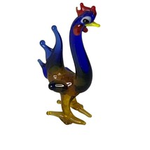 Blown Glass Blue Rooster Chicken figure Vintage 2.5 inch tall - £13.97 GBP