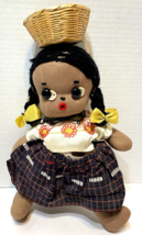 Vintage Handmade Doll in Ethnic Costume with Basket on Head 11&quot; Tall with Basket - £10.13 GBP