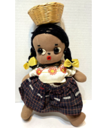 Vintage Handmade Doll in Ethnic Costume with Basket on Head 11&quot; Tall wit... - £9.88 GBP