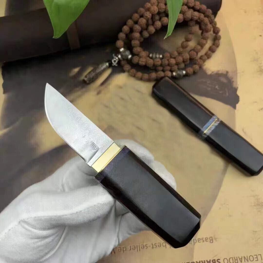 Handmade Damascus Steel Ninja Mini Katana Camping Knife Samurai Warrior ... - $84.96