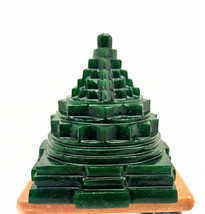 Piedra preciosa de jade verde natural meru sri yantra de gran tamaño para la ... - $238.08