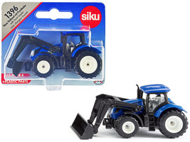 New Holland T7.315 Tractor w Front Loader Blue Black Diecast Model Siku - £15.26 GBP