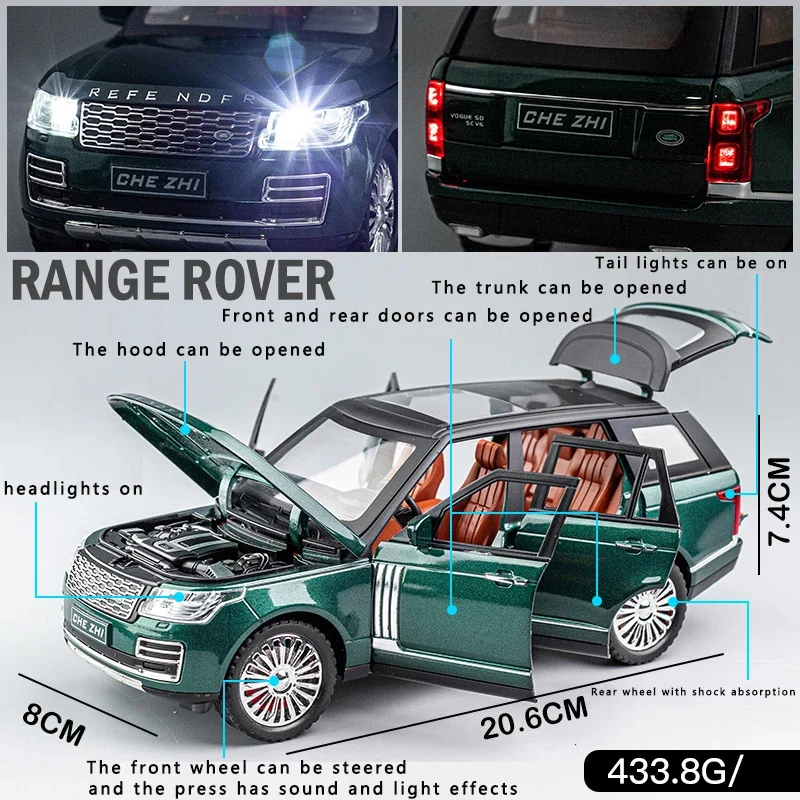 Play 1:24 Land Rover Range Rover Suv Car Model Simulation Sound And Light Pull B - £58.14 GBP