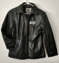 World Poker Tour Leather Jacket Womens Size L Black WPT Ace Cards - $68.14