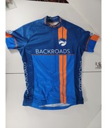 Garneau Mens Cycling Jersey Size Medium Backroads Blue Orange Zip T-Shir... - $34.10 CAD