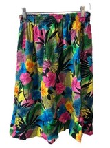 Unbranded Broomstick Skirt Womens Size M Pink Green Blue Tropical Print Midi - £7.57 GBP
