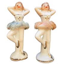 Vintage Porcelain Ballerina Dancers with Lace Tutu Figurines 1920&#39;s 1 Set - $18.00