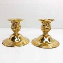 Vintage Pair Wm Rogers VICTORIAN ROSE 815 Candle Holders Gold Tone Ornate Set - £56.92 GBP