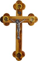 Small Olive Wood Cross Crucifix with Holy Essences - $13.23