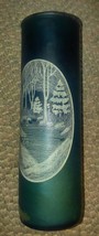Vintage Blue Glass Winter Scene  Altar Candle 9&quot; tall Christmas Prayer - £11.00 GBP