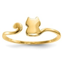 14K Yellow Gold Cat Adjustable Cuff Ring - £151.70 GBP