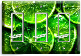 Green Lime Slices Triple Gfci Light Switch Plate Covers Vegan Kitchen Room Decor - $16.73