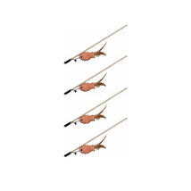 VZqola Cat Teaser Toys, Feather Wood Rod Fish Toy with Mini Bell, 4pcs  - $13.99