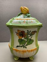 italian covered floral ceramic pomegranate crackle pottery URN Signed CSG - £59.33 GBP