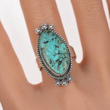 sz7 Elle Curley Jackson Navajo silver and turquoise ring - £98.06 GBP