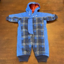 Hanna Andersson Snowsuit 70 6-12M Baby Bunting Blue Plaid Hooded Outdoors - £11.16 GBP