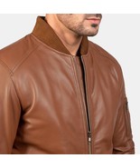 Bomia Ma-1 Brown Leather Bomber Jacket - $145.00